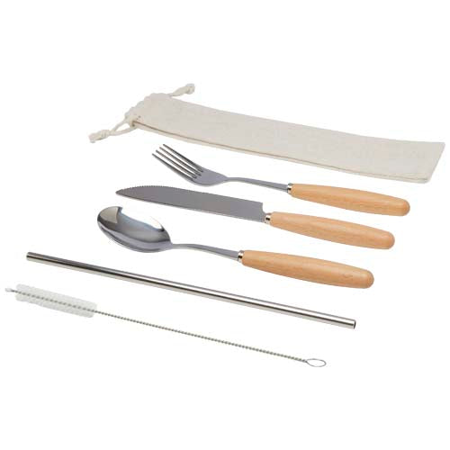 Root 5-piece stainless steel and beech wood cutlery set  - 113414