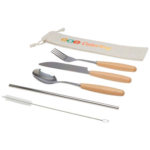 Root 5-piece stainless steel and beech wood cutlery set  - 113414