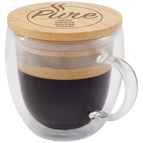 Lenora 250 ml glass cup with bamboo lid - 113419