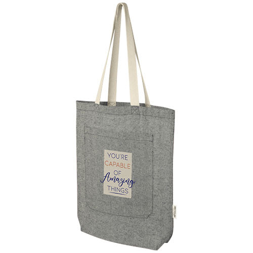 Pheebs 150 g/m² recycled cotton tote bag with front pocket 9L - 120643