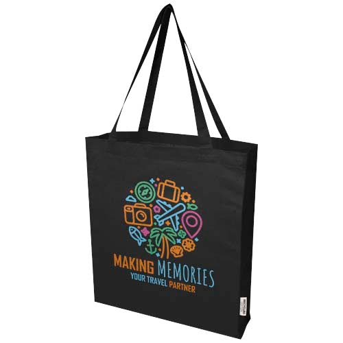 Madras 140 g/m² GRS recycled cotton gusset tote bag - 120733