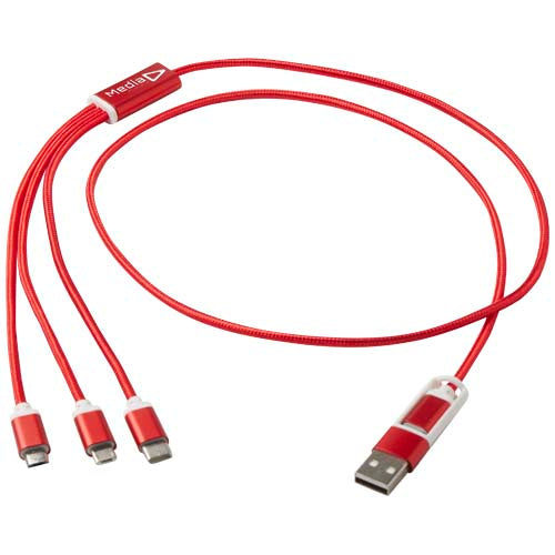 Versatile 5-1 recycled aluminium charging cable - 124386