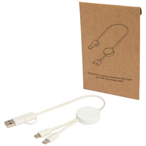 Citala 5-in-1 recycled plastic 30 cm data sync and 27W fast charge cable - 124427