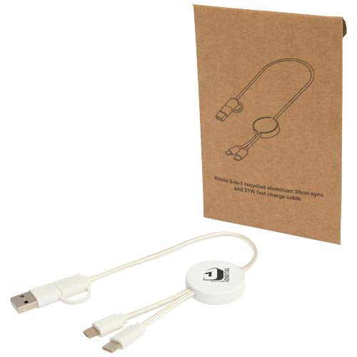 Citala 5-in-1 recycled plastic 30 cm data sync and 27W fast charge cable - 124427