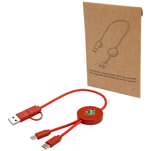Citala 5-in-1 recycled plastic 30 cm data sync and 27W fast charge cable - 124427