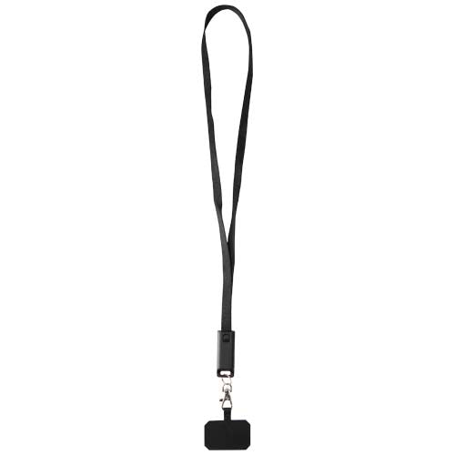 Franz recycled plastic smartphone lanyard with built-in data sync and 65W fast charge 5-in-1 cable - 124447