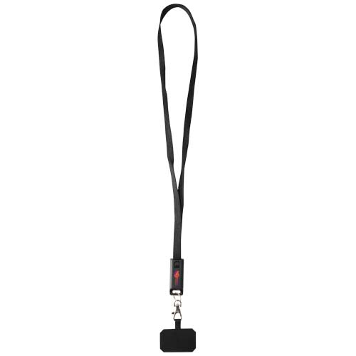 Franz recycled plastic smartphone lanyard with built-in data sync and 65W fast charge 5-in-1 cable - 124447