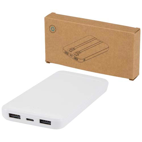 Adhil 10.000 mAh 10W recycled plastic power bank with 2 built-in cables - 124459