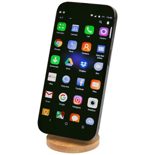 Alcor recycled plastic foldeable magnetic phone stand with bamboo details - 124463