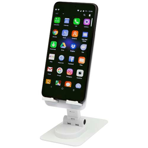 Alhena recycled plastic foldeable phone holder with metal desk stand - 124467