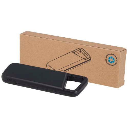 Alkes 5000 mAh 12W recycled plastic water resistant power bank with carabiner - 124470