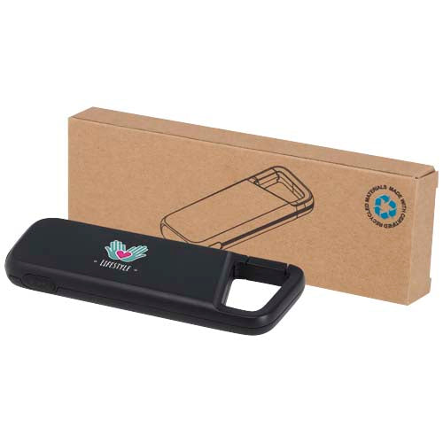 Alkes 5000 mAh 12W recycled plastic water resistant power bank with carabiner - 124470