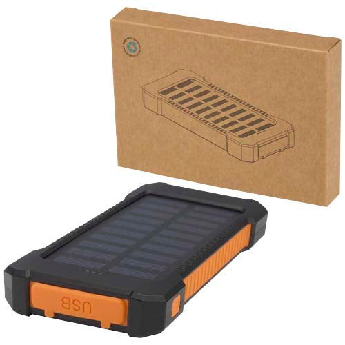 Altair 5000 mAh 10W recycled plastic rugged solar power bank with built-in torch - 124471