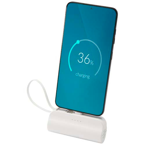 Alnair 5000 mAh 10W recycled plastic Type-C power bank with built-in flip stand and 2-in-1 cable - 124472