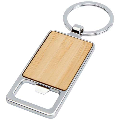 Snapper bamboo keychain with bottle opener - 126340