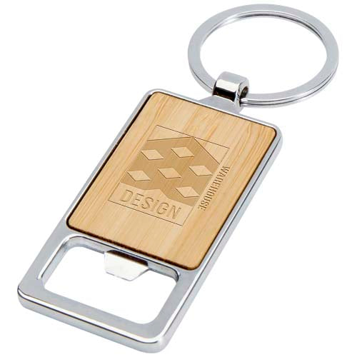 Snapper bamboo keychain with bottle opener - 126340
