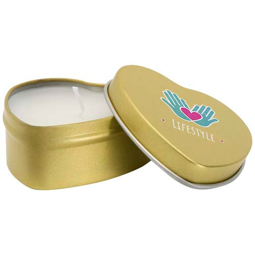 Blissful heart-shaped tin candle with vanilla aroma - 126353