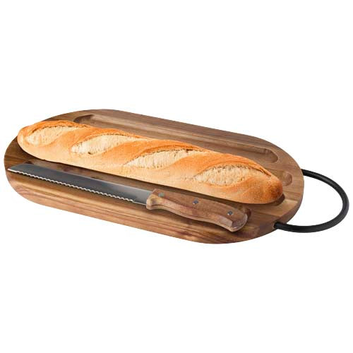 Prestige acacia wood chopping board with bread knife - 126393