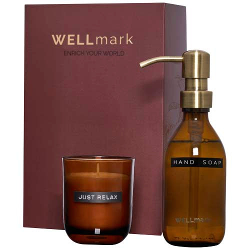 Wellmark Discovery 250 ml hand soap dispenser and 150 g scented candle set - 126406