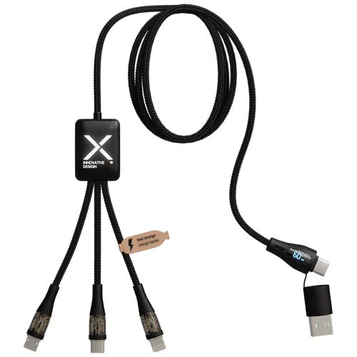 SCX.design C51 60W 5-in-1 rPET fast charging cable with display - 2PX192